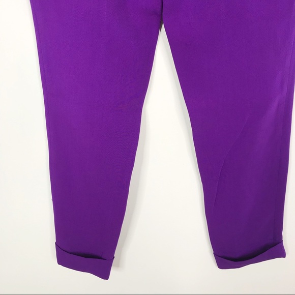 Stella McCartney Size 38 US 0 Slim Cropped Trousers Bright Purple Cuffed Bottom - Picture 9 of 13